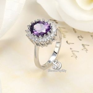 925 Sterling Silver Genuine Amethyst Ring
